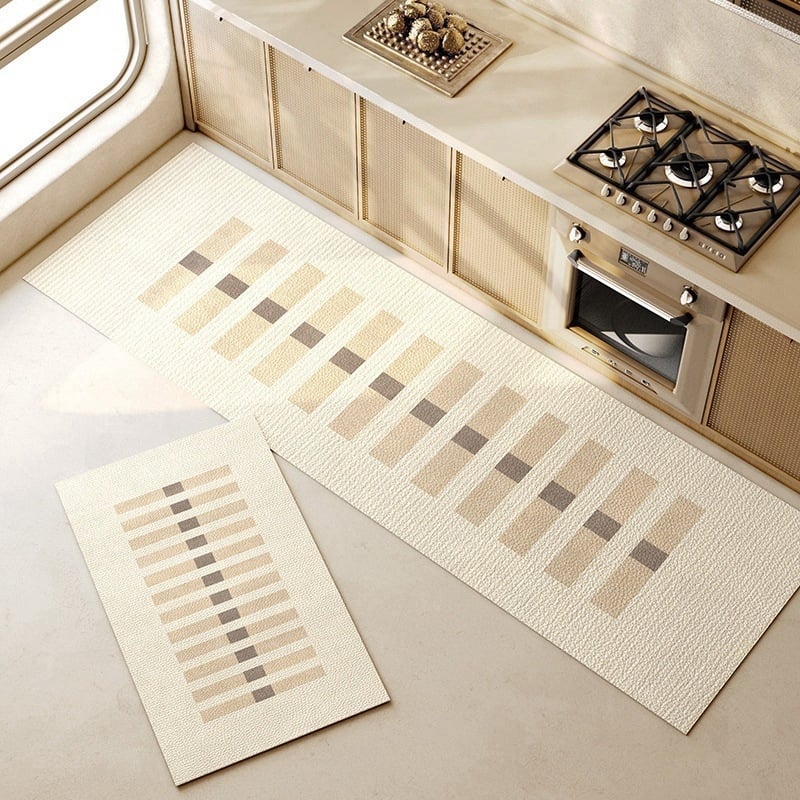 Входен килим против пързване с бельгийски велур, геометричен модел, квадратна форма, печат чрез топлинен трансфер, миещ се