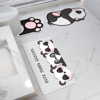 Подложка за баня от полиестер, шарка панда, квадратна форма, миеща се, за кухня и баня (Полиестер; Panda шарка; Квадрат; Кухня и Баня; Миеща се)