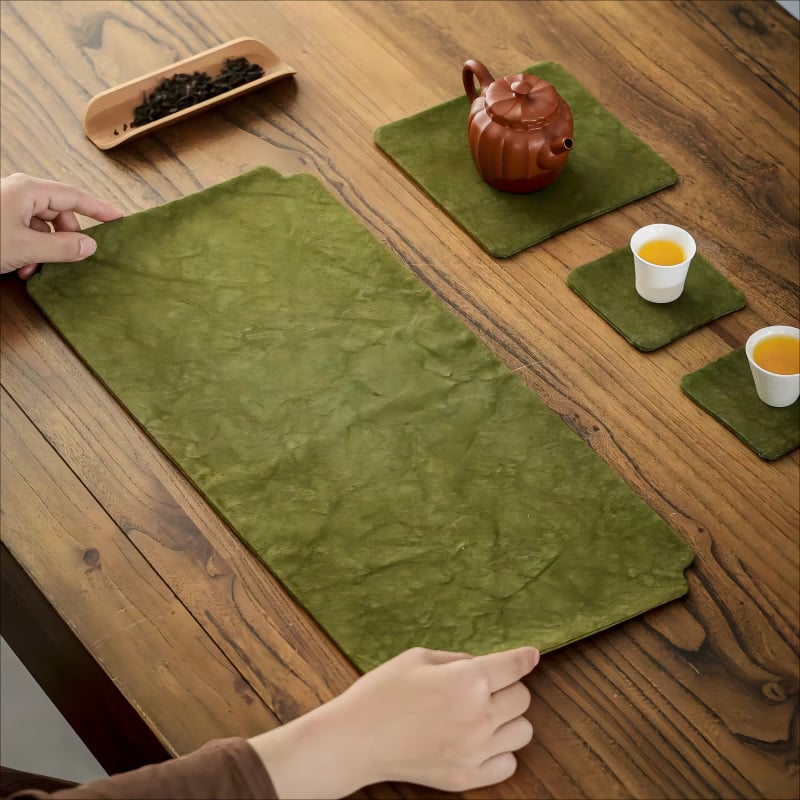 Флаг за маса, ленен плат (80% лен, 20% ацетатни влакна), едноцветен модел, стил Нов Китайски стил