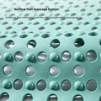 Правоъгълен подов килим за баня, PVC, плетен, антихлъзгащ се с вакуумни чашки и големи дренажни отвори, масажира крака, машинно пране