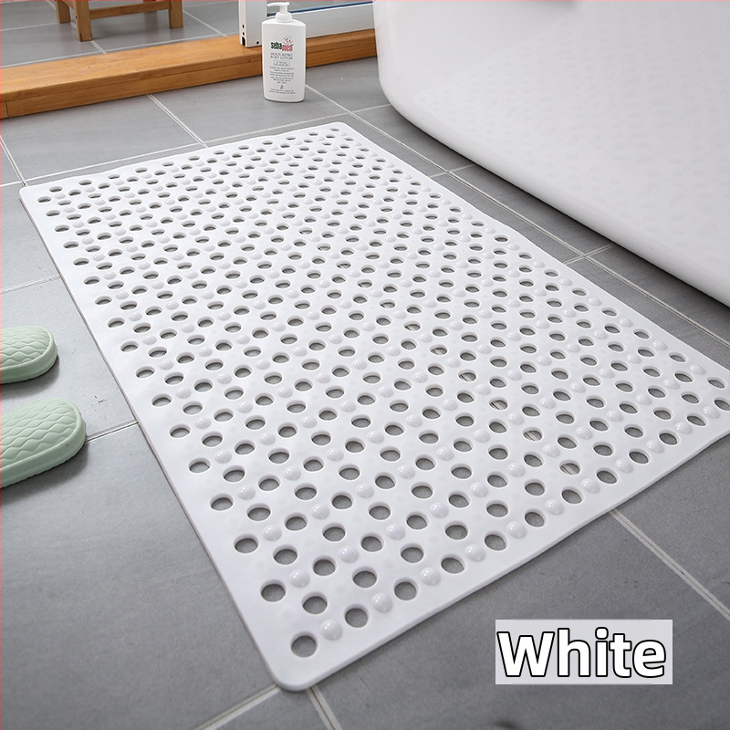Правоъгълен подов килим за баня, PVC, плетен, антихлъзгащ се с вакуумни чашки и големи дренажни отвори, масажира крака, машинно пране
