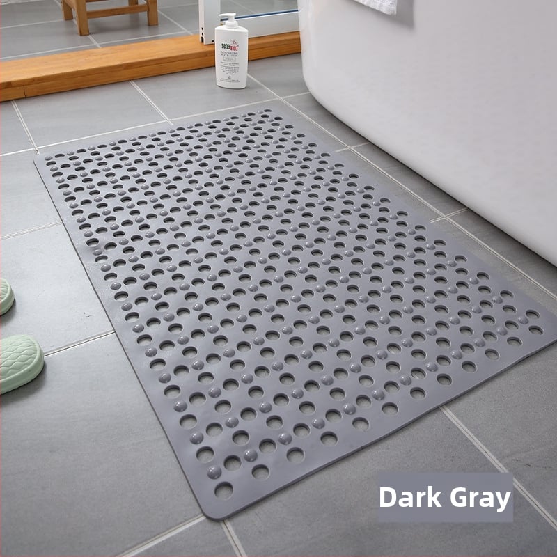 Правоъгълен подов килим за баня, PVC, плетен, антихлъзгащ се с вакуумни чашки и големи дренажни отвори, масажира крака, машинно пране