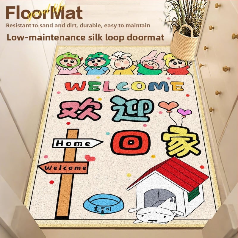 PVC подложка за вход за вътрешна употреба, антихлъзгаща, квадратна, с копринена навивка и анимационен принт