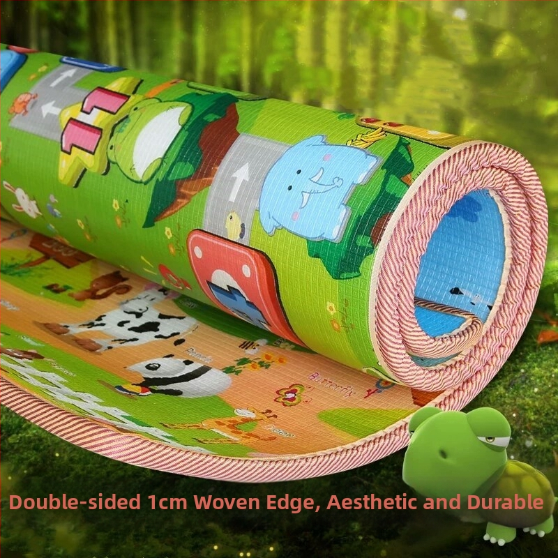 Подложка за лазене, правоъгълна, модел трева, балонна пяна, ръчно плетена, миеща се (Материал: балонна пяна; Занаят: ръчно плетене; Форма: правоъгълник; Модел: трева; Поддръжка: мие се)