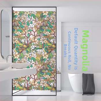 Stikla loga filma bez līmes, matēts ziedu motīvs, PVC, pašlīmējošs, Eiropas stila apglezots dizains