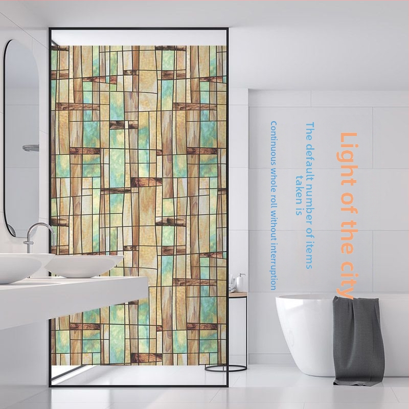 Stikla loga filma bez līmes, matēts ziedu motīvs, PVC, pašlīmējošs, Eiropas stila apglezots dizains