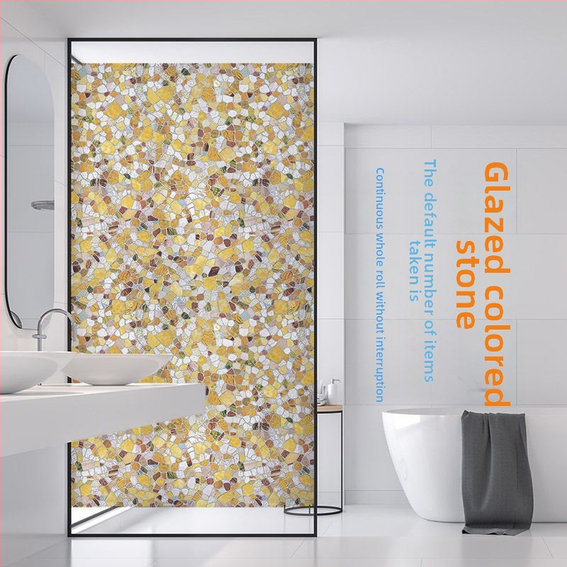 Stikla loga filma bez līmes, matēts ziedu motīvs, PVC, pašlīmējošs, Eiropas stila apglezots dizains