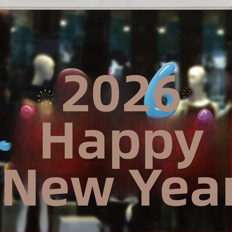 Elektrostatiskās PVC logu uzlīmes – Zirga gads, svinīgs karikatūru stils