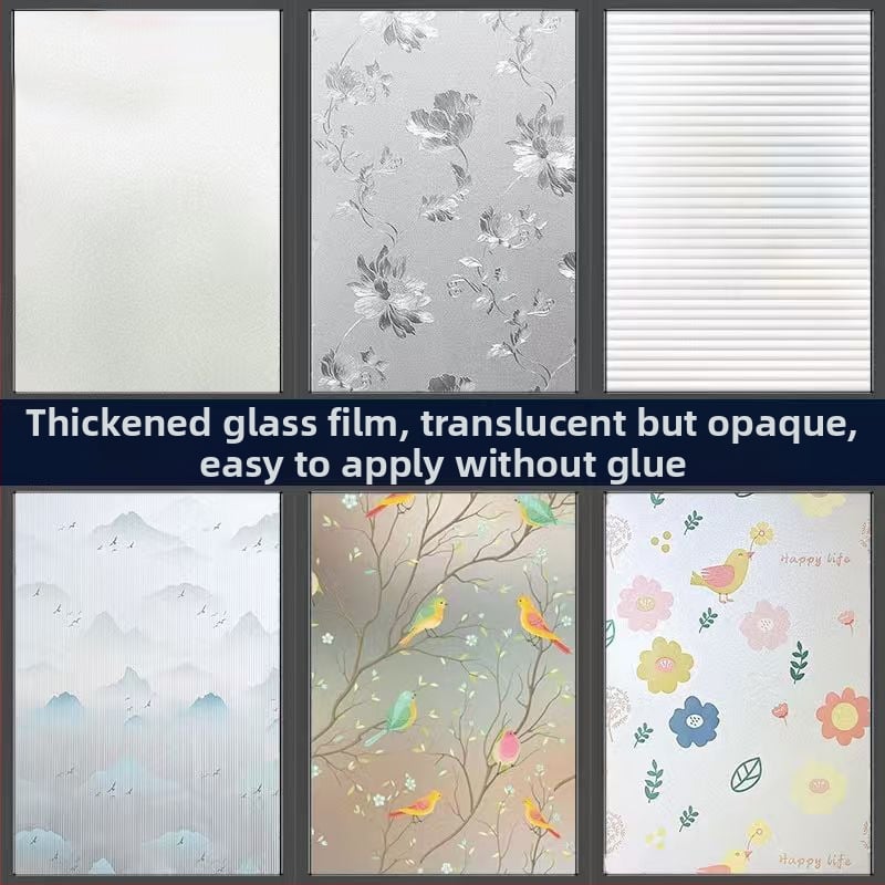 Stikla logu privātuma aizsardzības filma – matēta, ļauj gaisamai cauri; Materiāls: PVC; Līme: elektrostatiskā; Stils: mūsdienu vienkāršība; Telpas: dzīvojamā istaba, guļamistaba, vannas istaba