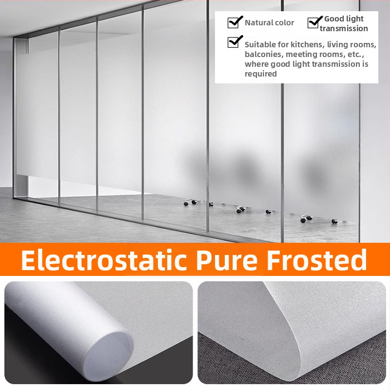 Stikla logu privātuma aizsardzības filma – matēta, ļauj gaisamai cauri; Materiāls: PVC; Līme: elektrostatiskā; Stils: mūsdienu vienkāršība; Telpas: dzīvojamā istaba, guļamistaba, vannas istaba