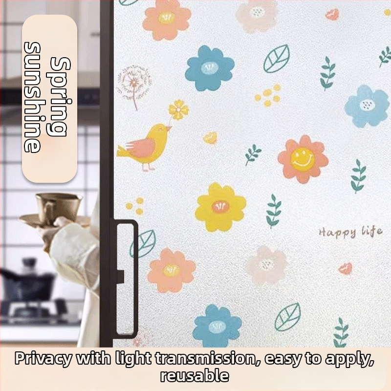 Stikla logu privātuma aizsardzības filma – matēta, ļauj gaisamai cauri; Materiāls: PVC; Līme: elektrostatiskā; Stils: mūsdienu vienkāršība; Telpas: dzīvojamā istaba, guļamistaba, vannas istaba