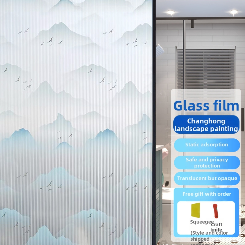 Stikla logu privātuma aizsardzības filma – matēta, ļauj gaisamai cauri; Materiāls: PVC; Līme: elektrostatiskā; Stils: mūsdienu vienkāršība; Telpas: dzīvojamā istaba, guļamistaba, vannas istaba