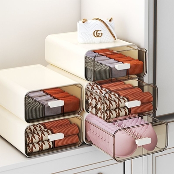 Apakšveļas uzglabāšanas kārba ar atvilktnēm, 3 vienā dizains, 18 l tilpums, polipropilēns, koka raksts, japāņu stila garderobes organizētājs