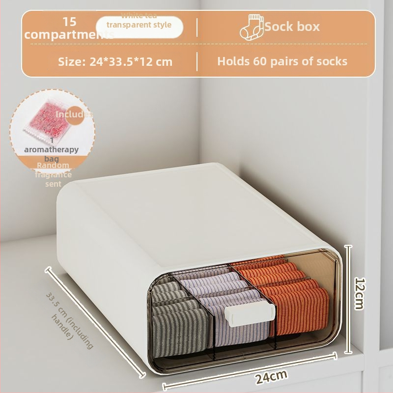 Apakšveļas uzglabāšanas kārba ar atvilktnēm, 3 vienā dizains, 18 l tilpums, polipropilēns, koka raksts, japāņu stila garderobes organizētājs