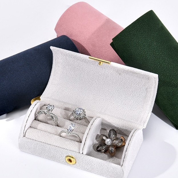Kutija za nakit od baršuna sa perlama, mini luk dizajn, prijenosna pohrana za naušnice, prstene i ogrlice