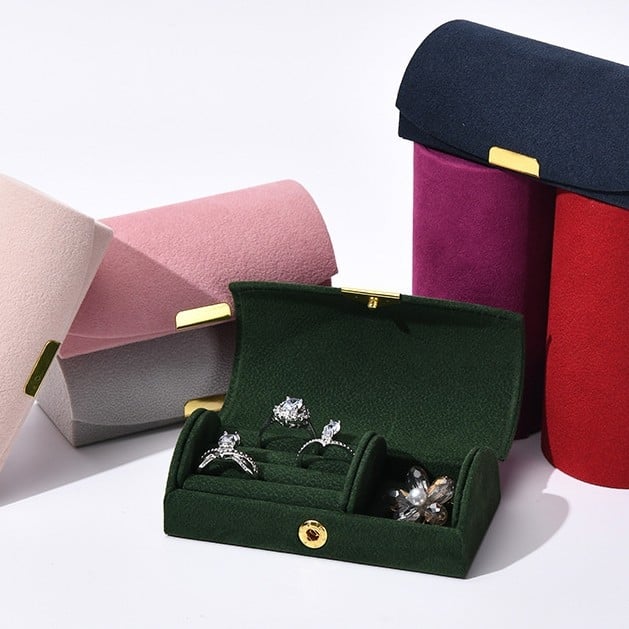 Kutija za nakit od baršuna sa perlama, mini luk dizajn, prijenosna pohrana za naušnice, prstene i ogrlice