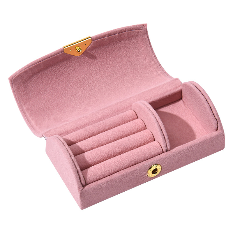 Kutija za nakit od baršuna sa perlama, mini luk dizajn, prijenosna pohrana za naušnice, prstene i ogrlice