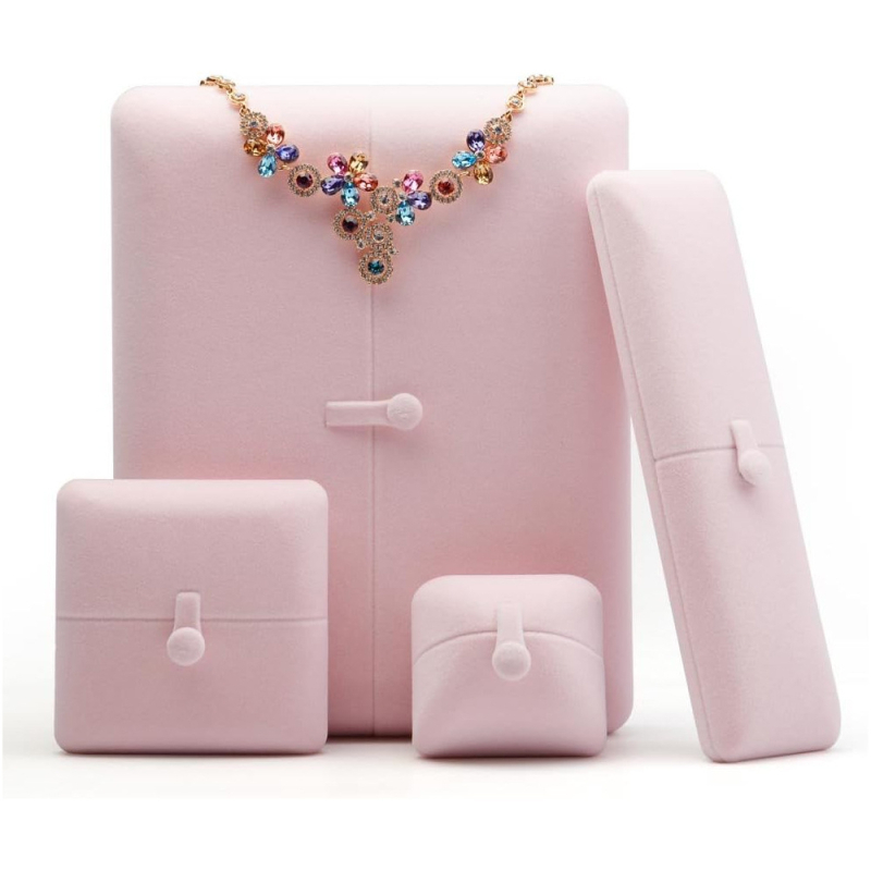 Dvostrano otvorena kutija za nakit od flanelе – pretinci za prstene, privjeske, ogrlice, narukvice i naušnice, neovisna bijela kutija (Kanees)