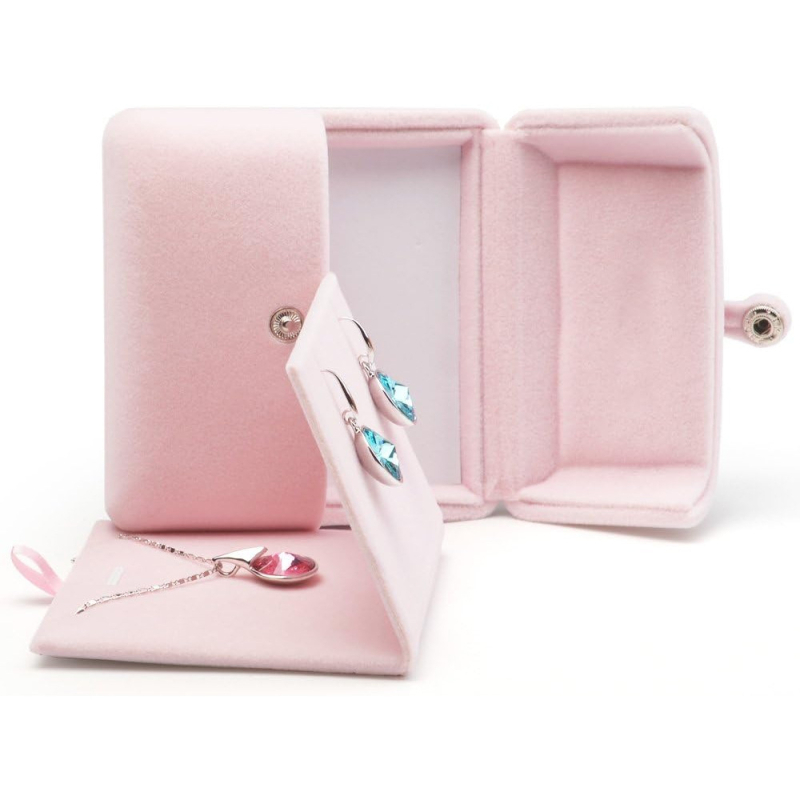 Dvostrano otvorena kutija za nakit od flanelе – pretinci za prstene, privjeske, ogrlice, narukvice i naušnice, neovisna bijela kutija (Kanees)