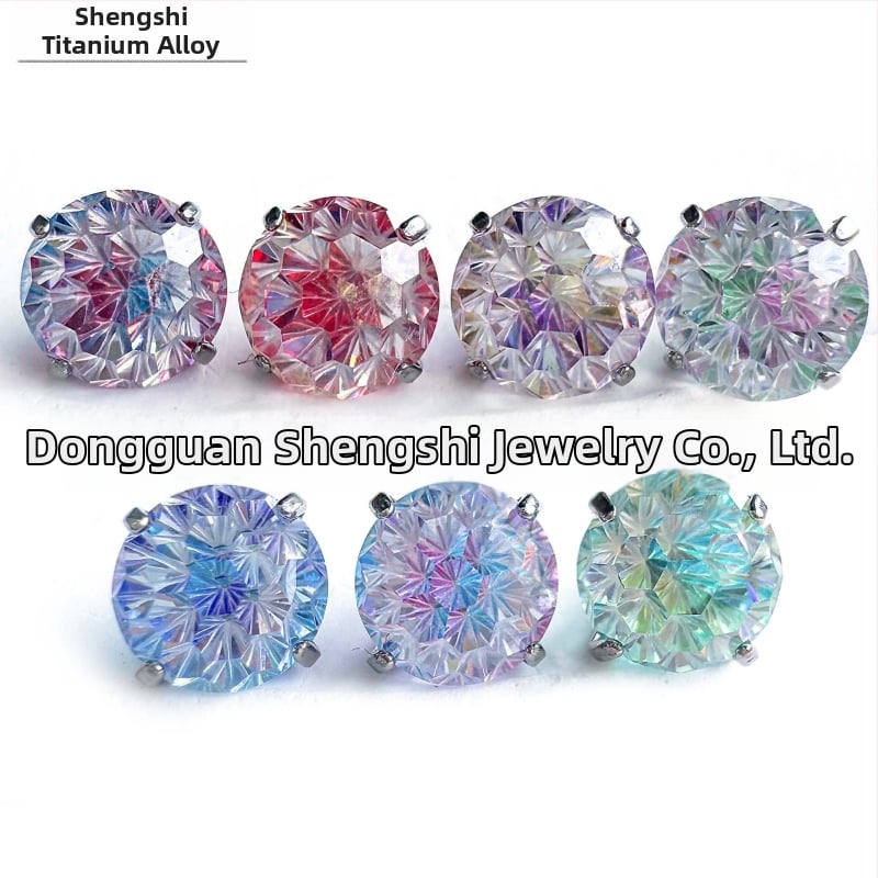 Titano kūno piercing papuošalai su cirkonio kristalais, geometrijos formos ausims, lūpoms ir liežuviui – G23 titano lydinys