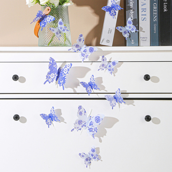 3D PVC огледален пеперуден стенен стикер за декорация на дневната