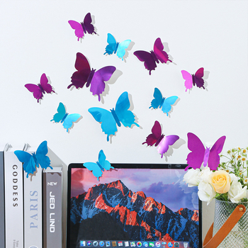 3D PVC огледален пеперуден стенен стикер за декорация на дневната