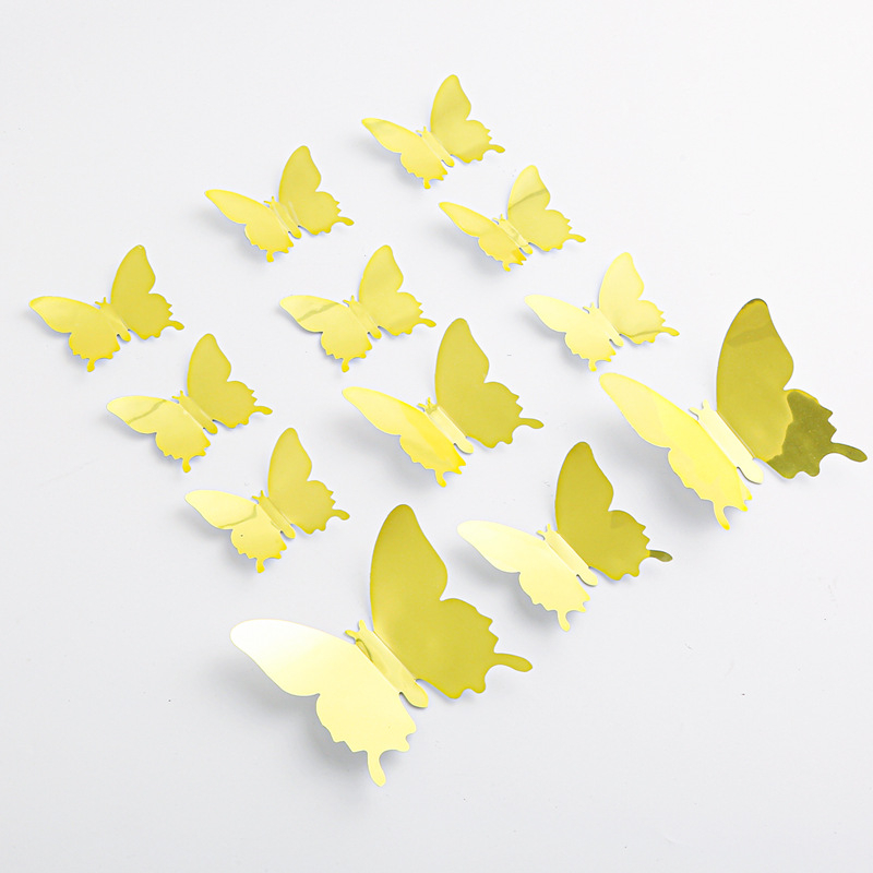 3D PVC огледален пеперуден стенен стикер за декорация на дневната