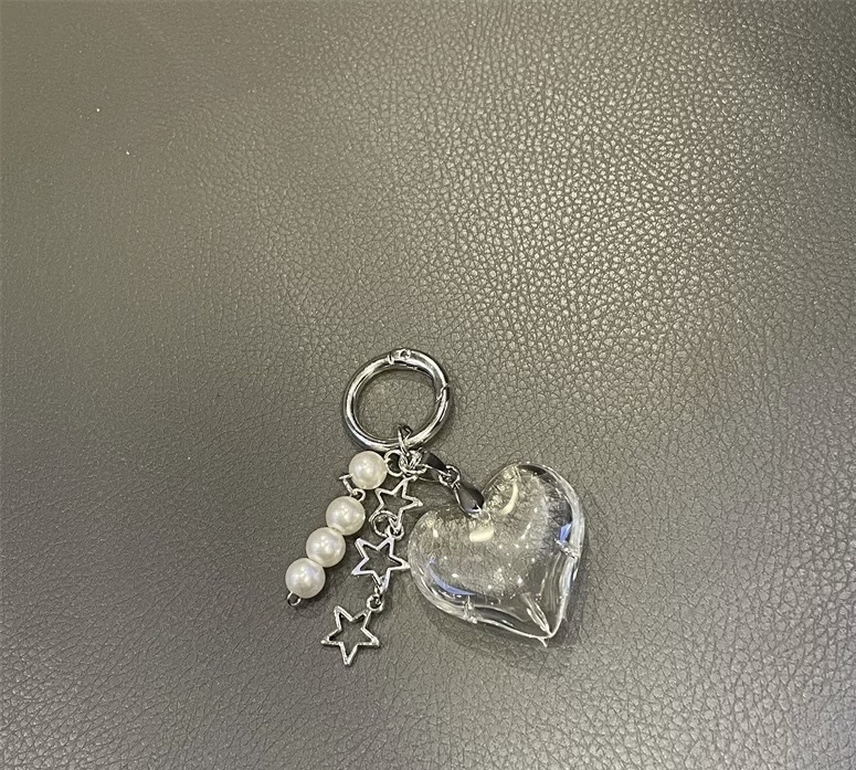 Brelok za ključeve s privjeskom od srcolike biserne perle, plast/smola, epoksidna obrada, uzorak Ljubav i kocka, svježi i slatki stil, Jinshanghua