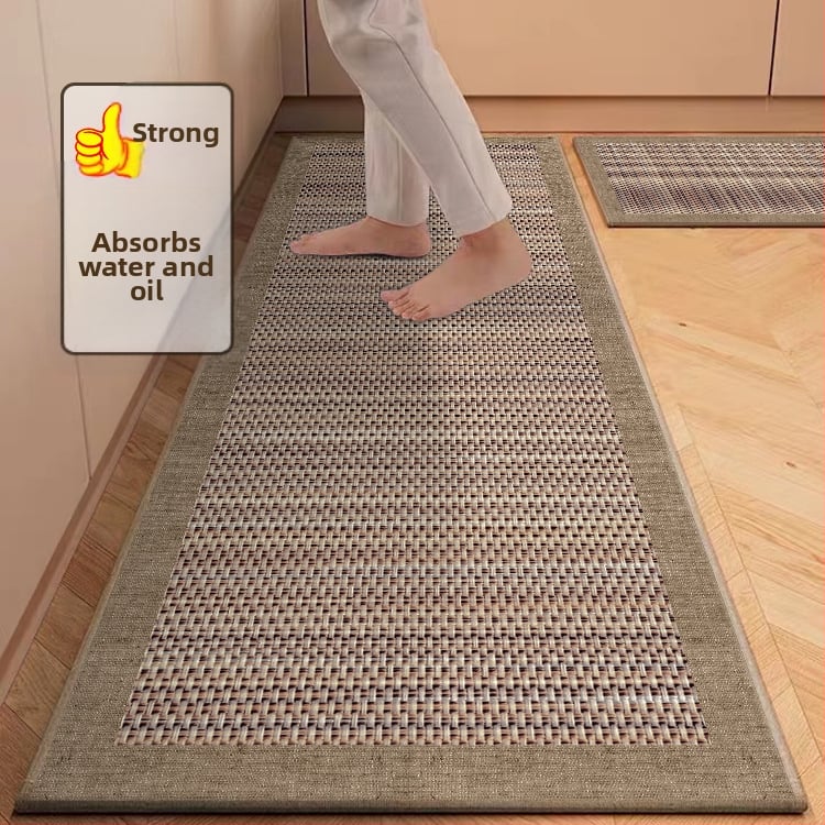 Японски стил кухненска подложка за пода - полиестерни влакна, квадратна форма, отпечатана, пране