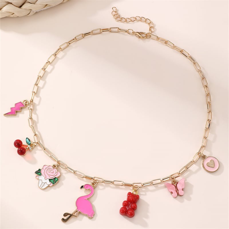 Κολιέ για κορίτσια — μεταλλικό κολιέ σε σχήμα φιόγκο, αλυσίδα με μπάλες, μήκος 21–50 cm, απλό παιδικό στυλ