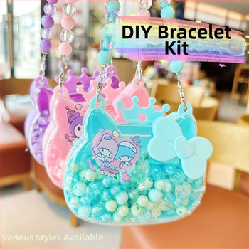 Bērniem DIY pērļu rotaslietu komplekts: kaklarota un rokassprādze, matu aksesuāri; Princeses sērija; logotips drukāts; pielāgota ražošana pieejama