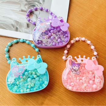 Bērniem DIY pērļu rotaslietu komplekts: kaklarota un rokassprādze, matu aksesuāri; Princeses sērija; logotips drukāts; pielāgota ražošana pieejama