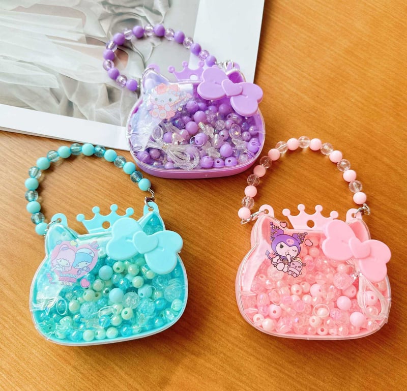 Bērniem DIY pērļu rotaslietu komplekts: kaklarota un rokassprādze, matu aksesuāri; Princeses sērija; logotips drukāts; pielāgota ražošana pieejama