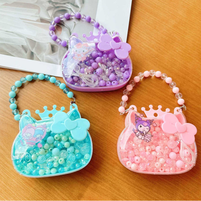 Bērniem DIY pērļu rotaslietu komplekts: kaklarota un rokassprādze, matu aksesuāri; Princeses sērija; logotips drukāts; pielāgota ražošana pieejama