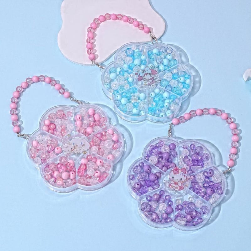 Bērniem DIY pērļu rotaslietu komplekts: kaklarota un rokassprādze, matu aksesuāri; Princeses sērija; logotips drukāts; pielāgota ražošana pieejama