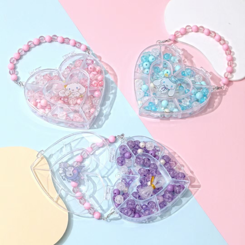 Bērniem DIY pērļu rotaslietu komplekts: kaklarota un rokassprādze, matu aksesuāri; Princeses sērija; logotips drukāts; pielāgota ražošana pieejama