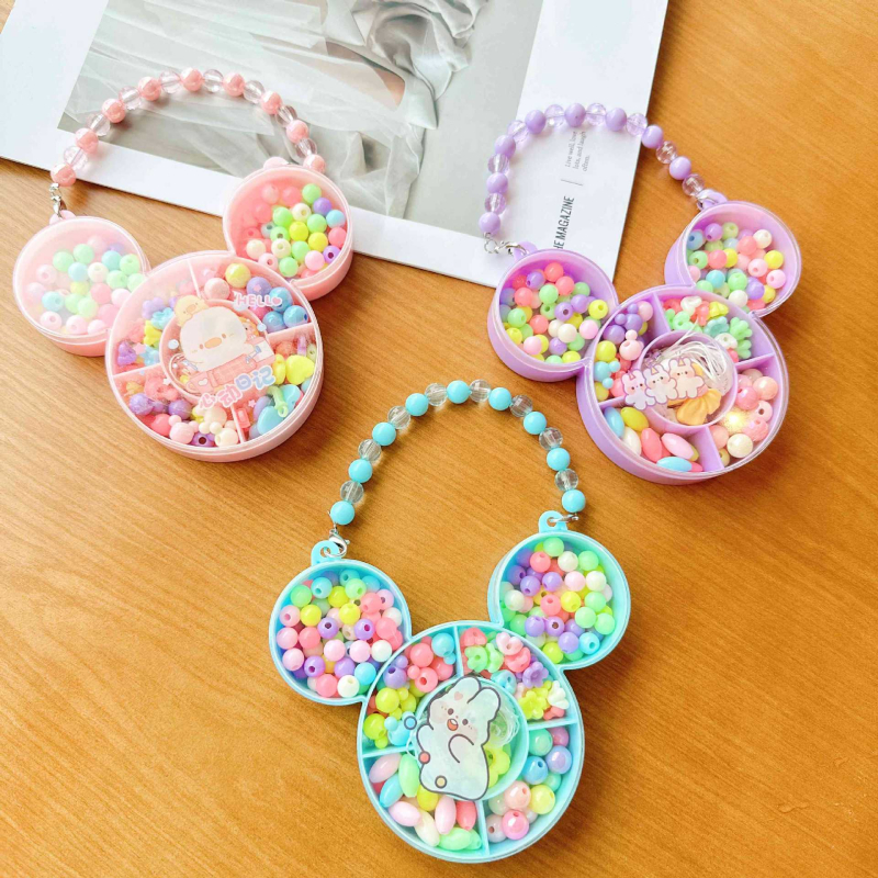 Bērniem DIY pērļu rotaslietu komplekts: kaklarota un rokassprādze, matu aksesuāri; Princeses sērija; logotips drukāts; pielāgota ražošana pieejama