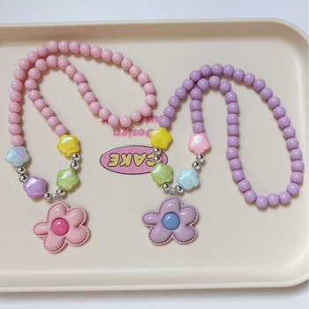 Capybara καρτούν παιδικό κολιέ με ακρυλικό μενταγιόν, αλυσίδα με μπίλιες και εκτύπωση