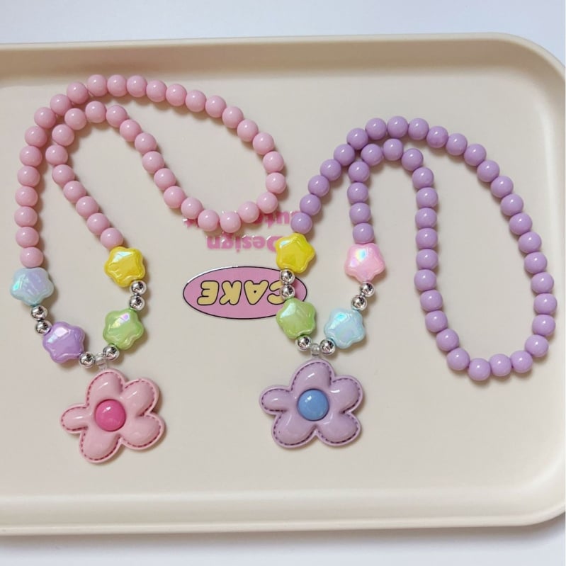 Capybara καρτούν παιδικό κολιέ με ακρυλικό μενταγιόν, αλυσίδα με μπίλιες και εκτύπωση