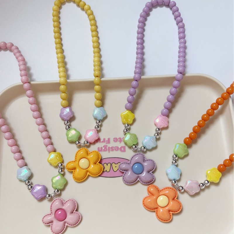 Capybara καρτούν παιδικό κολιέ με ακρυλικό μενταγιόν, αλυσίδα με μπίλιες και εκτύπωση