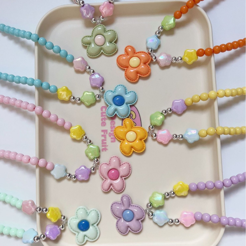 Capybara καρτούν παιδικό κολιέ με ακρυλικό μενταγιόν, αλυσίδα με μπίλιες και εκτύπωση