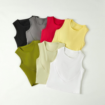 Γυναικειο γιόγκα και τρέξιμο γιλέκο, χωρίς μανίκια, νάιλον ύφασμα με απομάκρυνση υγρασίας, με επένδυση στήθους, γρήγορο στέγνωμα