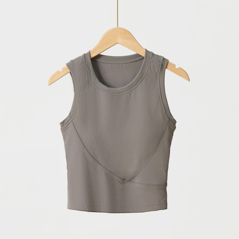 Γυναικειο γιόγκα και τρέξιμο γιλέκο, χωρίς μανίκια, νάιλον ύφασμα με απομάκρυνση υγρασίας, με επένδυση στήθους, γρήγορο στέγνωμα