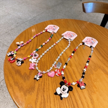 Παιδικό κολιέ – Χειροποίητο, καρτούν σχέδιο με χάντρες, αλυσίδα με μπίλιες, υλικό πλαστικό/ρητίνη, κατάλληλο για 3–10 ετών