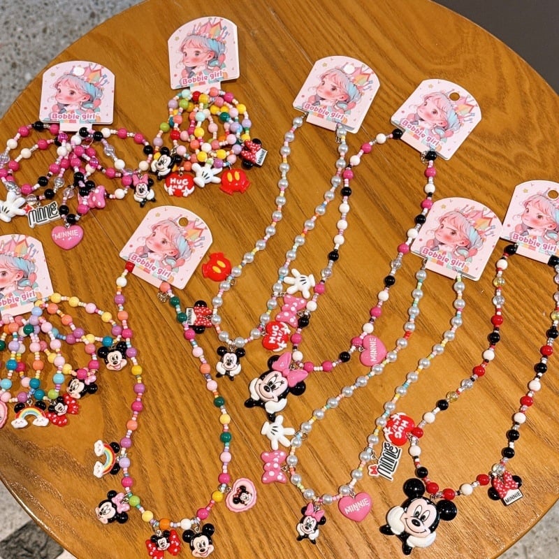 Παιδικό κολιέ – Χειροποίητο, καρτούν σχέδιο με χάντρες, αλυσίδα με μπίλιες, υλικό πλαστικό/ρητίνη, κατάλληλο για 3–10 ετών