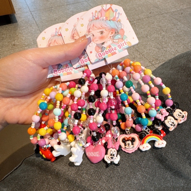 Παιδικό κολιέ – Χειροποίητο, καρτούν σχέδιο με χάντρες, αλυσίδα με μπίλιες, υλικό πλαστικό/ρητίνη, κατάλληλο για 3–10 ετών