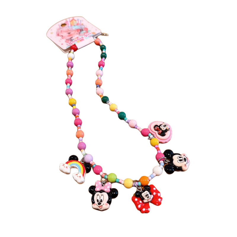 Παιδικό κολιέ – Χειροποίητο, καρτούν σχέδιο με χάντρες, αλυσίδα με μπίλιες, υλικό πλαστικό/ρητίνη, κατάλληλο για 3–10 ετών