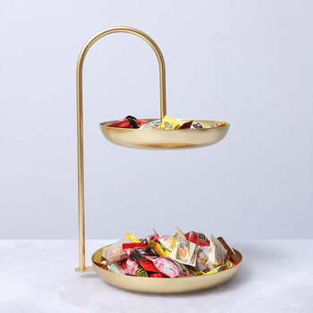 Двуслойна метална плодова чиния за дневна стая, масичка за кафе, поднос за закуски и бонбони