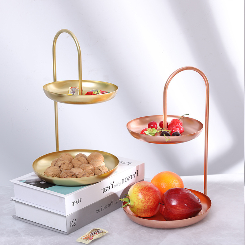 Двуслойна метална плодова чиния за дневна стая, масичка за кафе, поднос за закуски и бонбони