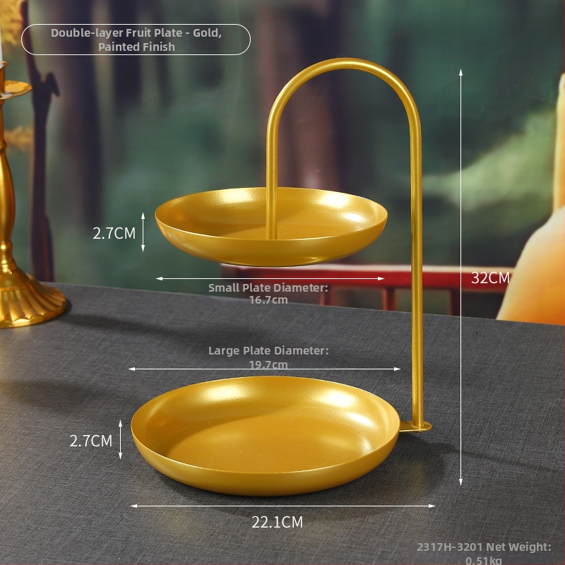 Двуслойна метална плодова чиния за дневна стая, масичка за кафе, поднос за закуски и бонбони
